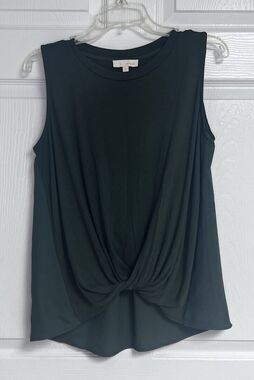 &. Layered Women's Knotted Twist Front Green Shirt Size XS Oversized Slub